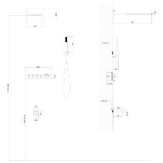 Душевая система ABBER Rund AF8753B с термостатом чёрный матовый